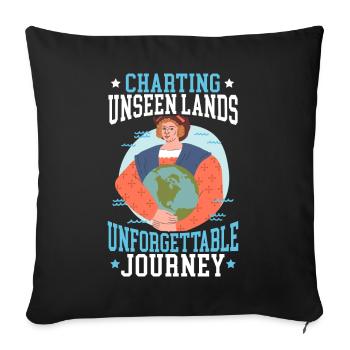 Mapping of unseen countries Unforgettable journey - Sofa pillowcase 17,3'' x 17,3'' (45 x 45 cm) - black - Front
