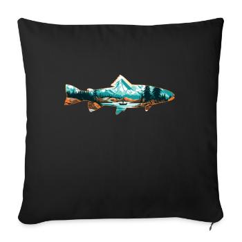 Fly Fishing Boat Fishing Trout: Retro Love - Sofa pillowcase 17,3'' x 17,3'' (45 x 45 cm) - black - Front