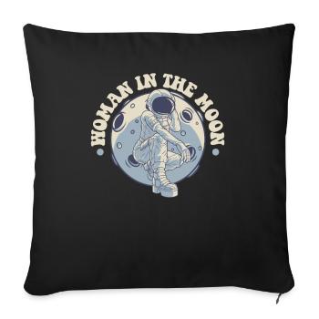 Femme dans la Lune Cosmonaute Vaisseau spatial Taikonaut - Housse de coussin décorative 45 x 45 cm - noir - Devant
