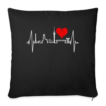 Duisburg Skyline Heartbeat Pulse Heart Ruhrpott Fan - Housse de coussin décorative 45 x 45 cm - noir - Devant