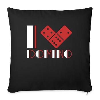 Dominoes I Love Domino Board Game Family Game - Sofa pillowcase 17,3'' x 17,3'' (45 x 45 cm) - black - Front