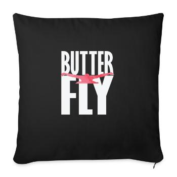 Butterfly Schwimmen - Sofakissenbezug 45 x 45 cm - Schwarz - Vorne