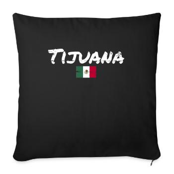 Tijuana Vintage Mexique Drapeau Mexicains - Housse de coussin décorative 45 x 45 cm - noir - Devant