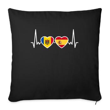 Moldova Spain Heartbeat Flag Spanish Moldovans - Sofa pillowcase 17,3'' x 17,3'' (45 x 45 cm) - black - Front