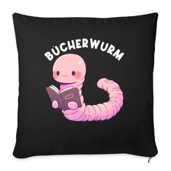Leidenschaftlicher Leser Leserin Leseratte - Sofakissenbezug 45 x 45 cm - Schwarz - Vorne