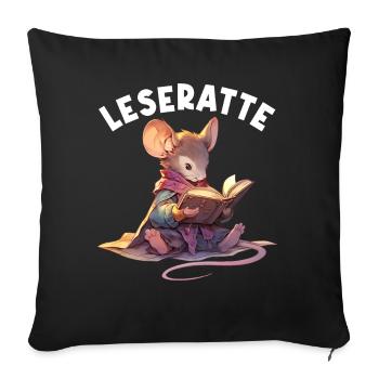 Leidenschaftlicher Leser Leserin Leseratte - Sofakissenbezug 45 x 45 cm - Schwarz - Vorne