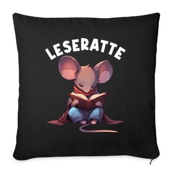 Leidenschaftlicher Leser Leserin Leseratte - Sofakissenbezug 45 x 45 cm - Schwarz - Vorne