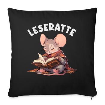 Leidenschaftlicher Leser Leserin Leseratte - Sofakissenbezug 45 x 45 cm - Schwarz - Vorne