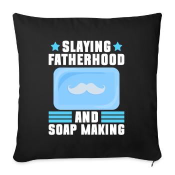 Soap making father soap boiler saying dad - Sofa pillowcase 17,3'' x 17,3'' (45 x 45 cm) - black - Front
