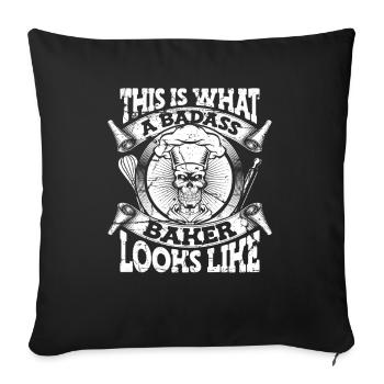 Voici à quoi ressemble un boulanger badass - Housse de coussin décorative 45 x 45 cm - noir - Devant