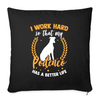 Work for my Podenco Spanish greyhound - Sofa pillowcase 17,3'' x 17,3'' (45 x 45 cm) - black - Front