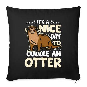 Loutre C’est une belle journée pour câliner un animal de loutre - Housse de coussin décorative 45 x 45 cm - noir - Devant