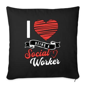 Service social J’aime être aide-travailleur social - Housse de coussin décorative 45 x 45 cm - noir - Devant