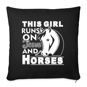 Horse This Girl Runs On Jesus And Horses - Sofa pillowcase 17,3'' x 17,3'' (45 x 45 cm) - black - Front