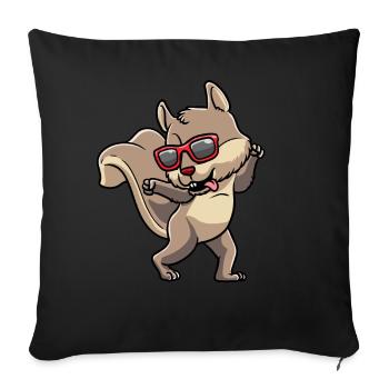Écureuil cabré avec des lunettes de soleil rongeur - Housse de coussin décorative 45 x 45 cm - noir - Devant