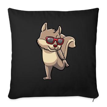 Prancing squirrel with sunglasses rodent - Sofa pillowcase 17,3'' x 17,3'' (45 x 45 cm) - black - Front