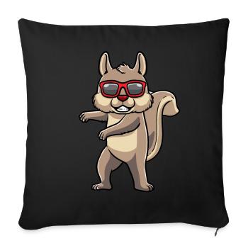 Écureuil cabré avec des lunettes de soleil rongeur - Housse de coussin décorative 45 x 45 cm - noir - Devant
