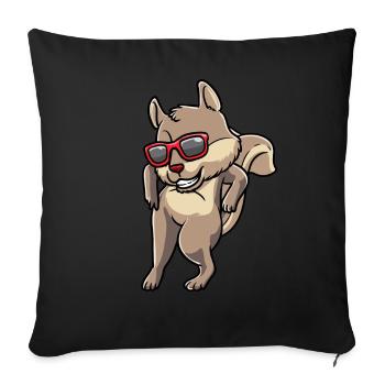 Écureuil cabré avec des lunettes de soleil rongeur - Housse de coussin décorative 45 x 45 cm - noir - Devant