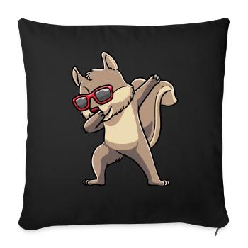 Écureuil cabré avec des lunettes de soleil rongeur - Housse de coussin décorative 45 x 45 cm - noir - Devant