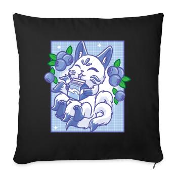 Kitsune Japon Anime Kawaii Blueberry - Housse de coussin décorative 45 x 45 cm - noir - Devant