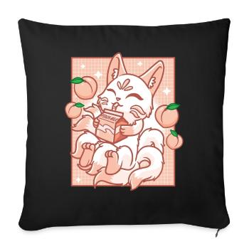 Kitsune Japon Anime Kawaii Peach Milk - Housse de coussin décorative 45 x 45 cm - noir - Devant