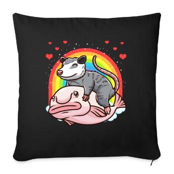 Cute possum and blob fish rainbow - Sofa pillowcase 17,3'' x 17,3'' (45 x 45 cm) - black - Front