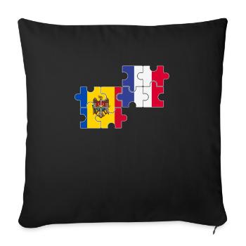 Moldova France Flag French Moldovans - Sofa pillowcase 17,3'' x 17,3'' (45 x 45 cm) - black - Front