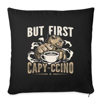 Capybara But First Capy-Ccino Rodent Zoo Animal - Sofa pillowcase 17,3'' x 17,3'' (45 x 45 cm) - black - Front