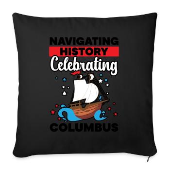 Navigating History Columbus Day - Sofa pillowcase 17,3'' x 17,3'' (45 x 45 cm) - black - Front