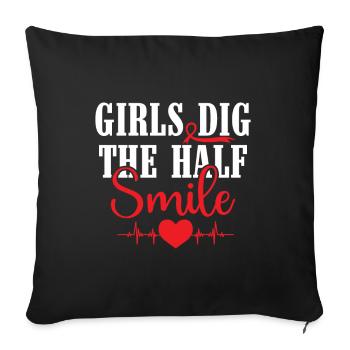 Girls Dig the Half Smile - Schlaganfall - Sofakissenbezug 45 x 45 cm - Schwarz - Vorne