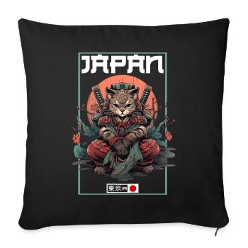 Asia Cat Japanese Samurai Samurai - Sofa pillowcase 17,3'' x 17,3'' (45 x 45 cm) - black - Front