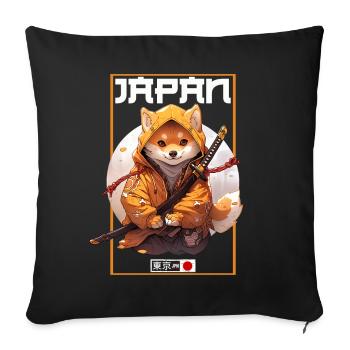 Asia Corki Japanese Samurai Samurai - Sofa pillowcase 17,3'' x 17,3'' (45 x 45 cm) - black - Front