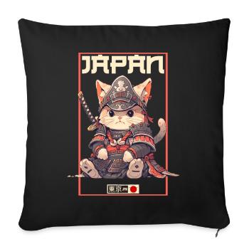 Asia Cat Japanese Samurai Samurai - Sofa pillowcase 17,3'' x 17,3'' (45 x 45 cm) - black - Front