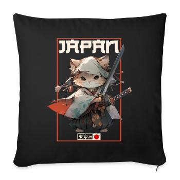 Asia Cat Japanese Samurai Samurai - Sofa pillowcase 17,3'' x 17,3'' (45 x 45 cm) - black - Front