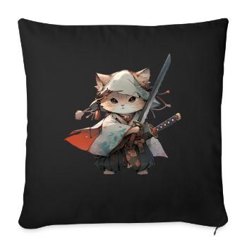 Asia Cat Japanese Samurai Samurai - Sofa pillowcase 17,3'' x 17,3'' (45 x 45 cm) - black - Front