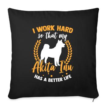 Travailler pour mon Akita Inu japonais Akita - Housse de coussin décorative 45 x 45 cm - noir - Devant