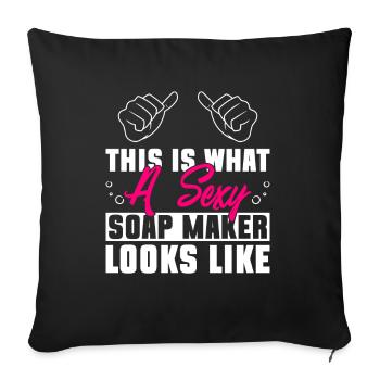 soap soap making soap maker soap boiler - Sofa pillowcase 17,3'' x 17,3'' (45 x 45 cm) - black - Front