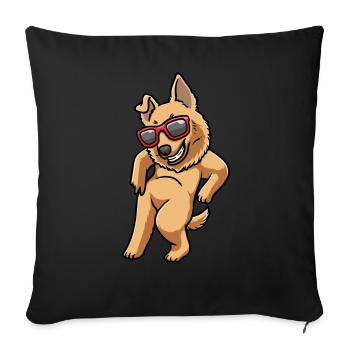 Basque Shepherd Dog Dog with Sunglasses - Sofa pillowcase 17,3'' x 17,3'' (45 x 45 cm) - black - Front