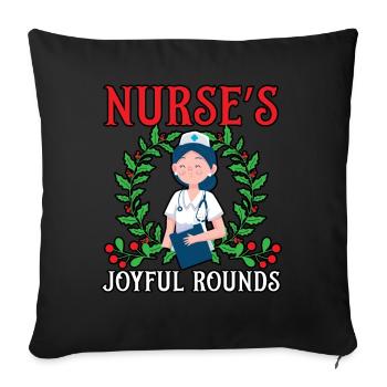 Nurse's Joyful Rounds Krankenschwester Weihnachten - Sofakissenbezug 45 x 45 cm - Schwarz - Vorne