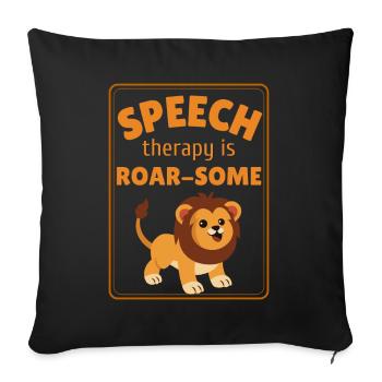 Orthophoniste SLP Lion - Housse de coussin décorative 45 x 45 cm - noir - Devant