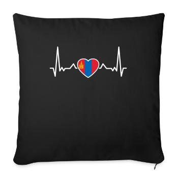 Mongolie Heartbeat Drapeau mongol - Housse de coussin décorative 45 x 45 cm - noir - Devant
