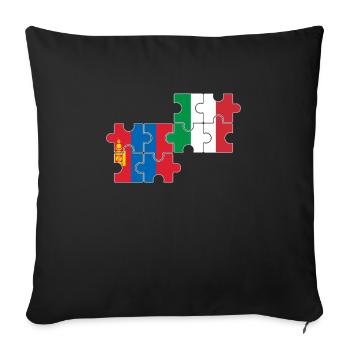 Mongolie Italie Drapeau Italien Mongol - Housse de coussin décorative 45 x 45 cm - noir - Devant