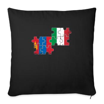 Mongolie Italie Drapeau Vintage Mongolis - Housse de coussin décorative 45 x 45 cm - noir - Devant