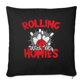 Rouler avec mon cadeau Homies Retro Bowling - Housse de coussin décorative 45 x 45 cm - noir - Devant