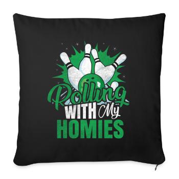 Rouler avec mon cadeau Homies Retro Bowling - Housse de coussin décorative 45 x 45 cm - noir - Devant