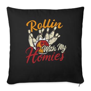 Rollin avec mon cadeau Homies Retro Bowling - Housse de coussin décorative 45 x 45 cm - noir - Devant