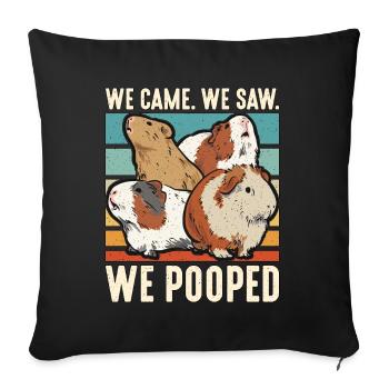 Guinea Pig We Came We Saw We Pooped Retro Hamster - Sofakissenbezug 45 x 45 cm - Schwarz - Vorne