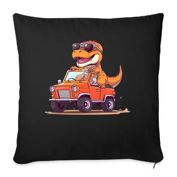 T-Rex conduit un camion monstre - Housse de coussin décorative 45 x 45 cm - noir - Devant