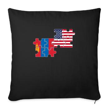 Mongolie USA Drapeau Mongol américain - Housse de coussin décorative 45 x 45 cm - noir - Devant