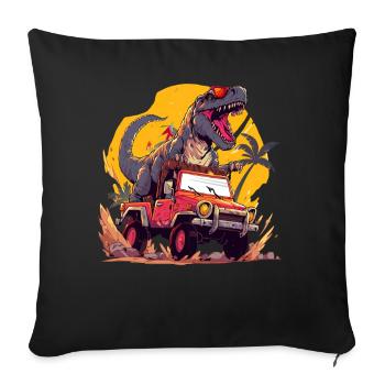 T-Rex conduit un camion monstre - Housse de coussin décorative 45 x 45 cm - noir - Devant